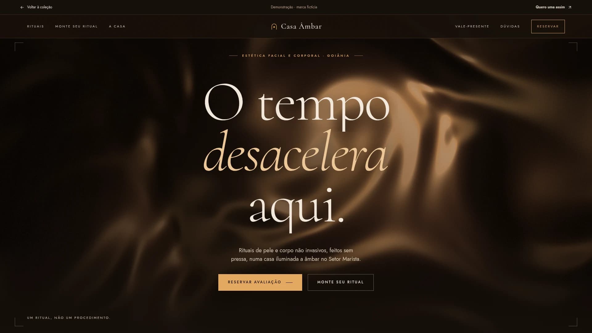Captura da landing page demonstrativa de Casa Âmbar.