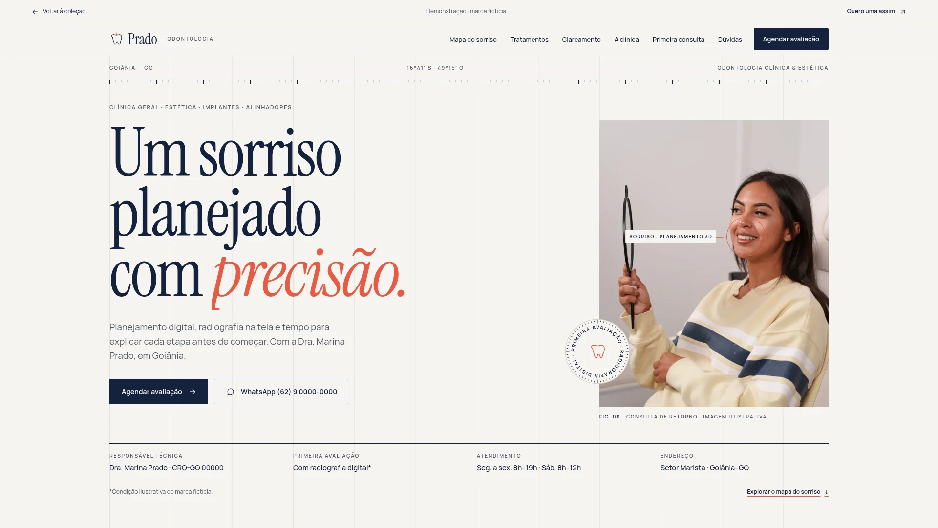 Captura da landing page demonstrativa de Prado Odontologia.