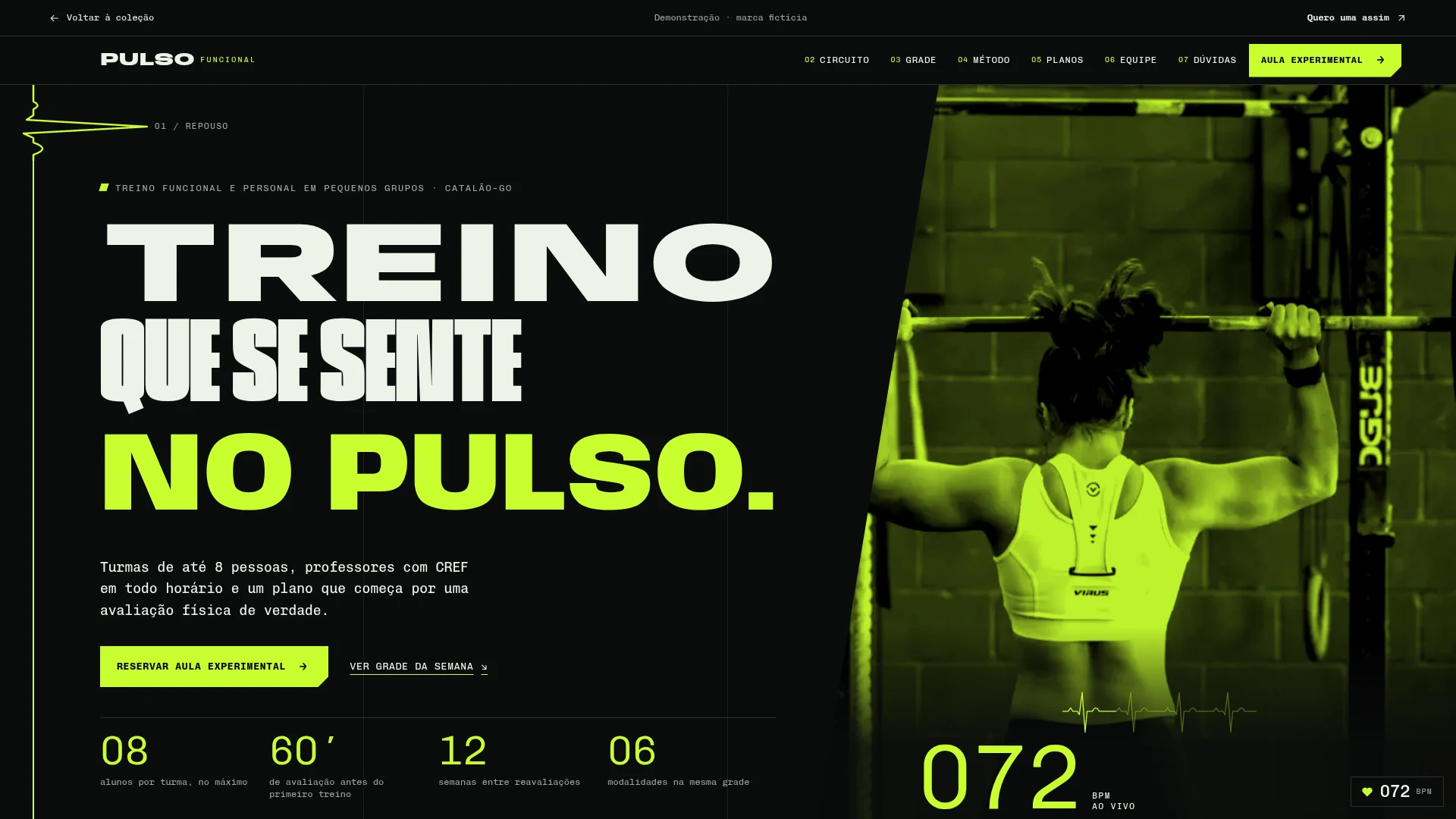 Captura da landing page demonstrativa de Pulso Funcional.