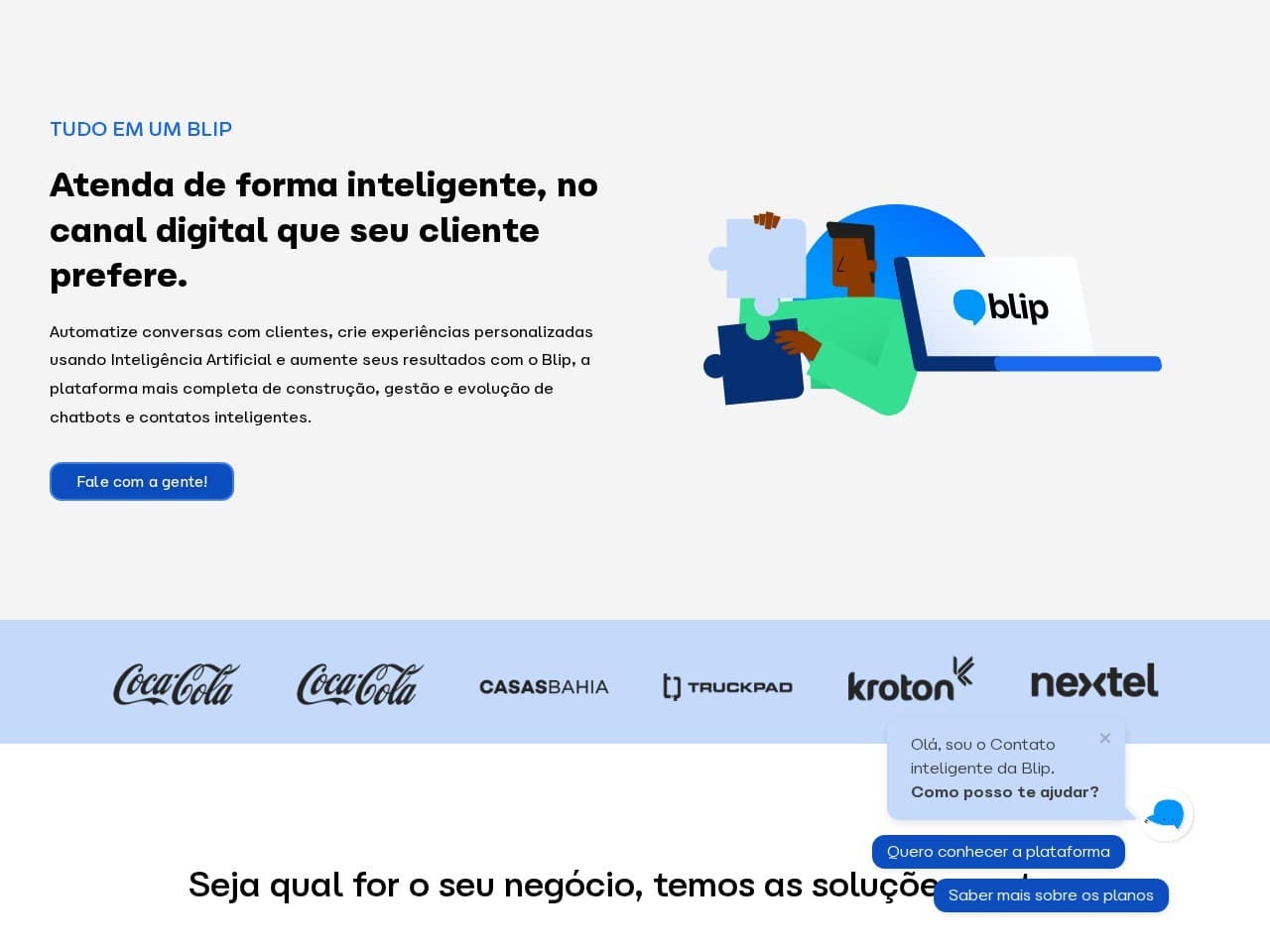Captura real do site da Blip.