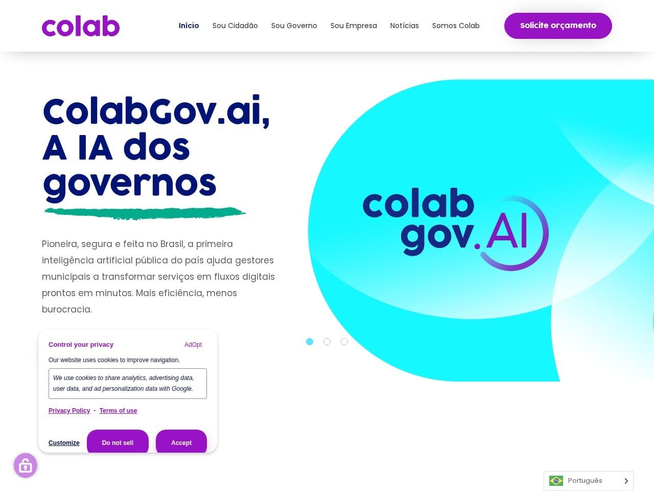 Captura real do site da Colab.