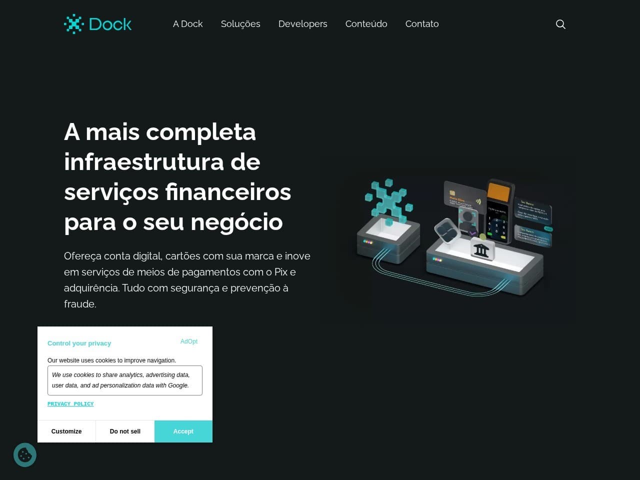 Captura real do site da Dock.