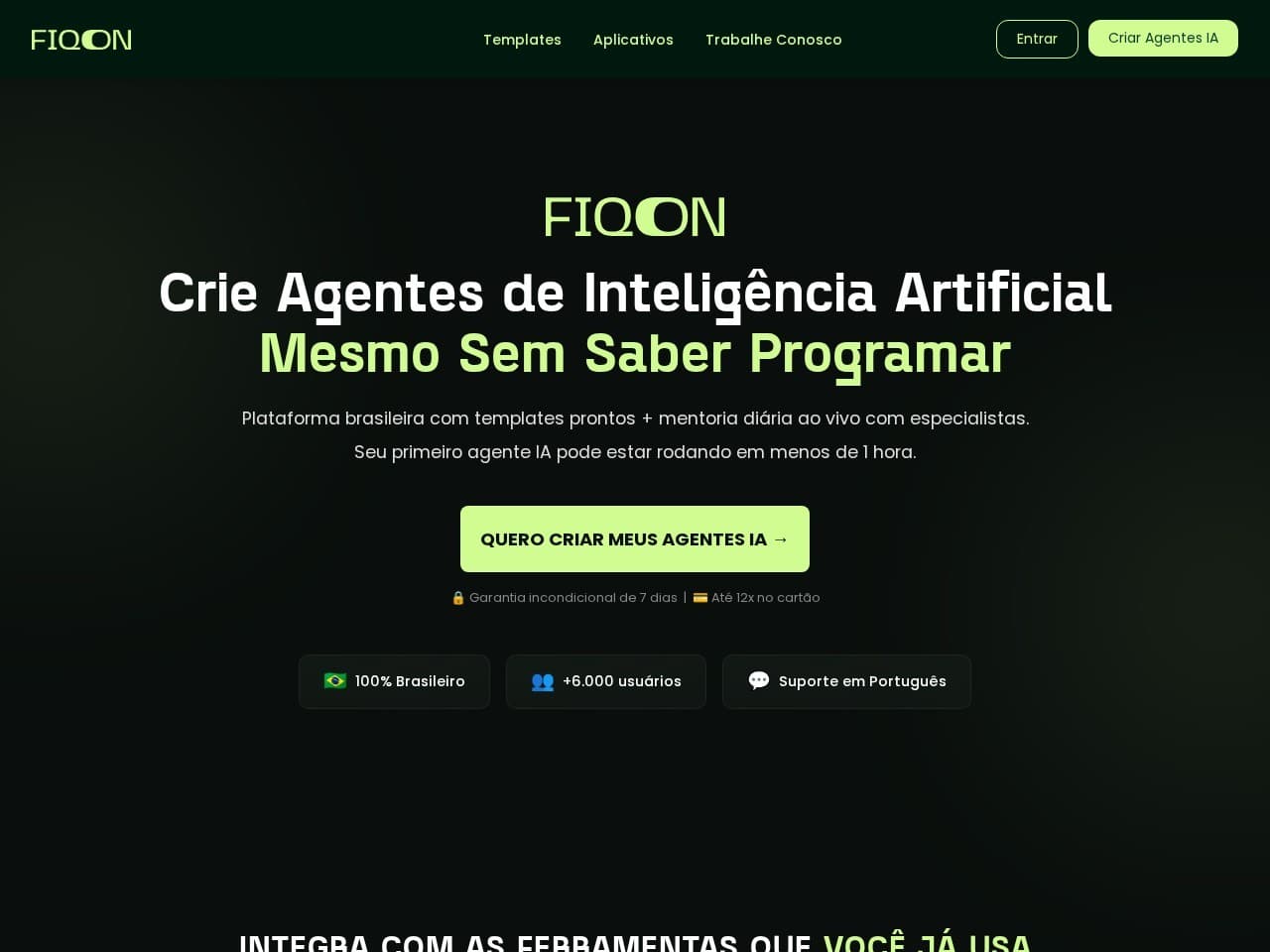 Captura real do site da FiqOn.