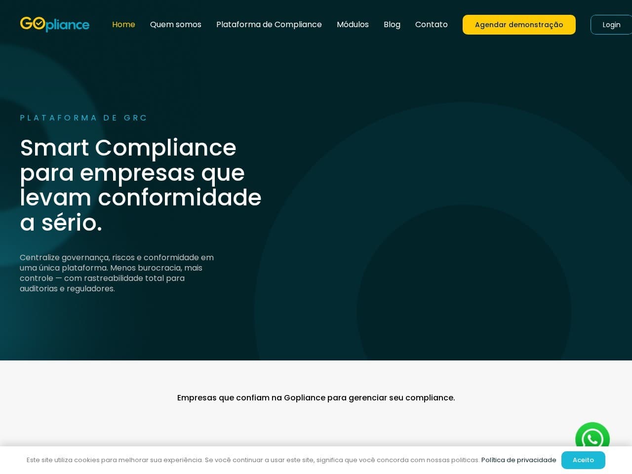 Captura real do site da Gopliance.