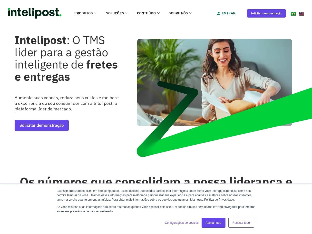 Captura real do site da Intelipost.