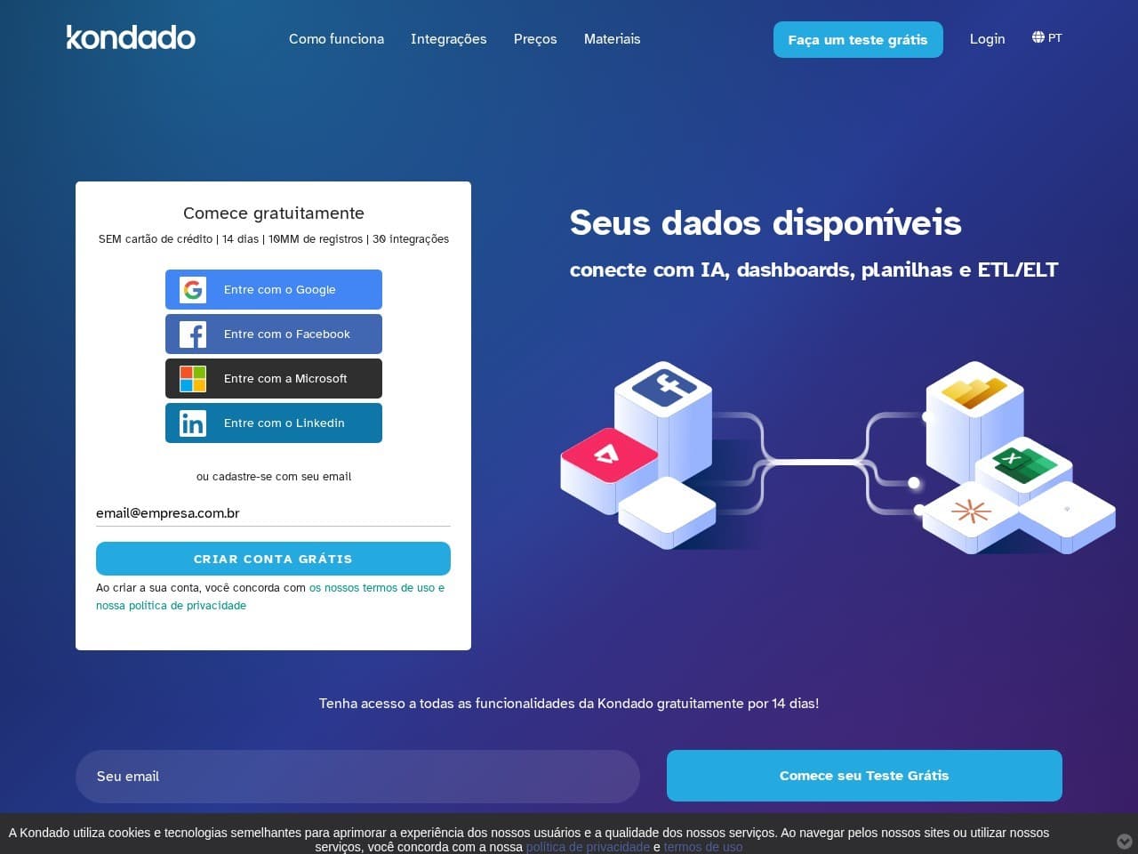 Captura real do site do Kondado.