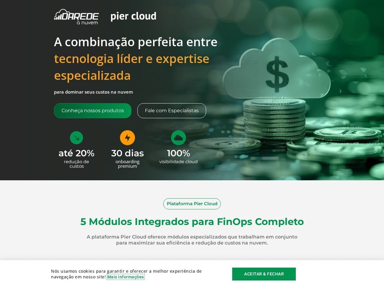 Captura real da página Pier Cloud.